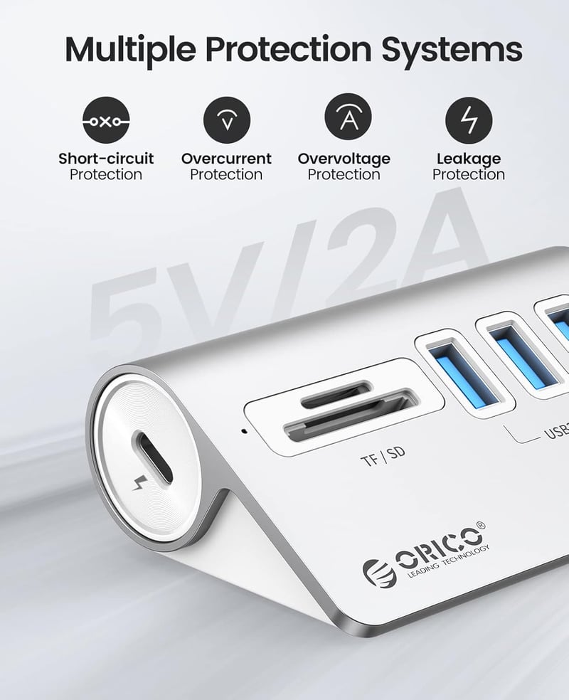 ORICO USB C Hub 3.2 GEN 1 - 3 USB Port, SD/TF Kártyaolvasó, 5 Gbps, MacBook Kompatibilis