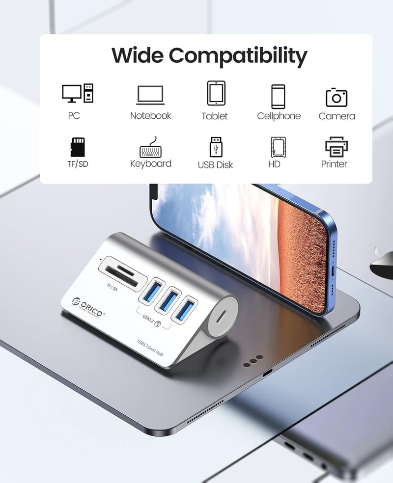 ORICO USB C Hub 3.2 GEN 1 - 3 USB Port, SD/TF Kártyaolvasó, 5 Gbps, MacBook Kompatibilis