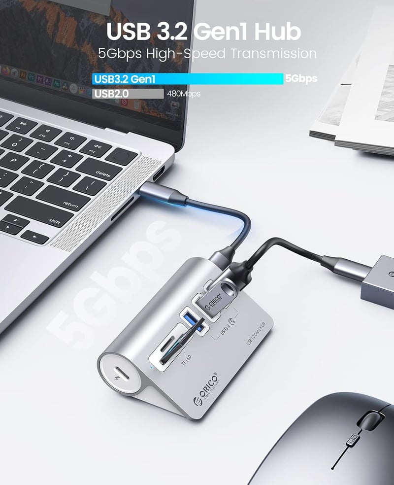 ORICO USB C Hub 3.2 GEN 1 - 3 USB Port, SD/TF Kártyaolvasó, 5 Gbps, MacBook Kompatibilis