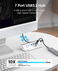 ORICO USB-C Hub 7 portos 10Gbps 60W PD MacBook alumínium elosztó 2