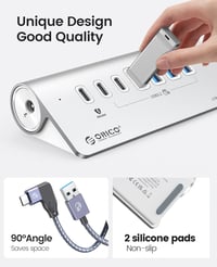 ORICO USB-C Hub 7 portos 10Gbps 60W PD MacBook alumínium elosztó 3
