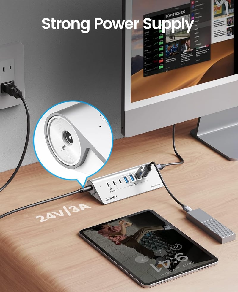 ORICO USB-C Hub 7 portos 10Gbps 60W PD MacBook alumínium elosztó