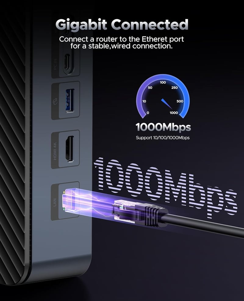 ORICO USB-C Hub dokkoló állomás M.2 NVMe SSD, 2.5/3.5" merevlemez, 4K HDMI, 100W PD, Gigabit Ethernet