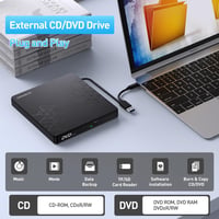 ORIGBELIE 6 az 1-ben Külső CD DVD Meghajtó USB 3.0 Type-C Csatlakozással - Kompatibilis Windows, Mac OS, Linux Rendszerekkel 2
