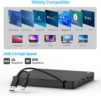 ORIGBELIE 6 az 1-ben Külső CD DVD Meghajtó USB 3.0 Type-C Csatlakozással - Kompatibilis Windows, Mac OS, Linux Rendszerekkel 5