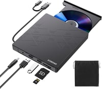 ORIGBELIE 6 az 1-ben Külső CD DVD Meghajtó USB 3.0 Type-C Csatlakozással - Kompatibilis Windows, Mac OS, Linux Rendszerekkel 1