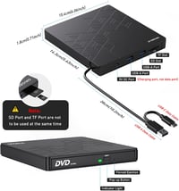 ORIGBELIE 6 az 1-ben Külső CD DVD Meghajtó USB 3.0 Type-C Csatlakozással - Kompatibilis Windows, Mac OS, Linux Rendszerekkel 6