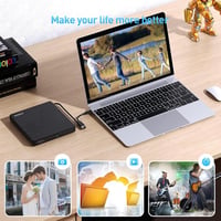 ORIGBELIE 6 az 1-ben Külső CD DVD Meghajtó USB 3.0 Type-C Csatlakozással - Kompatibilis Windows, Mac OS, Linux Rendszerekkel 4