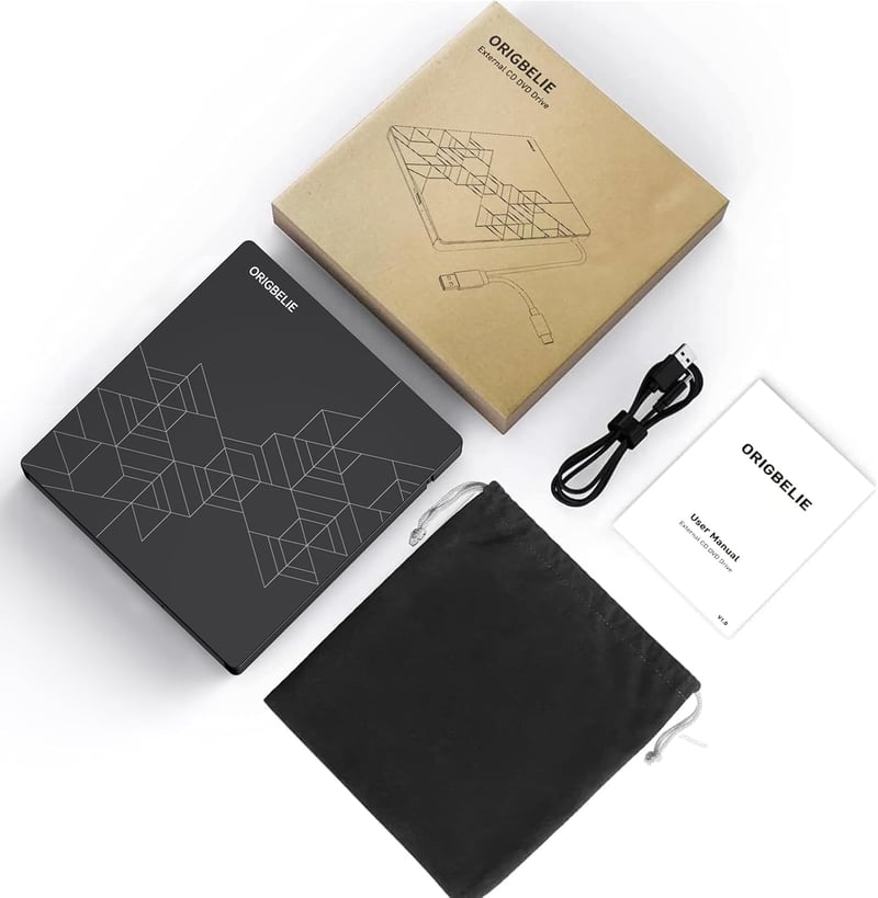 ORIGBELIE 6 az 1-ben Külső CD DVD Meghajtó USB 3.0 Type-C Csatlakozással - Kompatibilis Windows, Mac OS, Linux Rendszerekkel