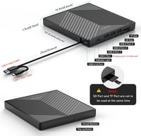 ORIGBELIE Külső DVD Meghajtó USB 3.0 4 USB Port SD Kártya Olvasó Laptop Mac PC 6