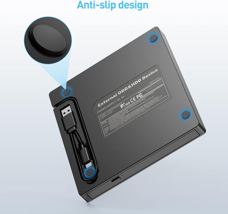ORIGBELIE Külső DVD Meghajtó USB 3.0 4 USB Port SD Kártya Olvasó Laptop Mac PC