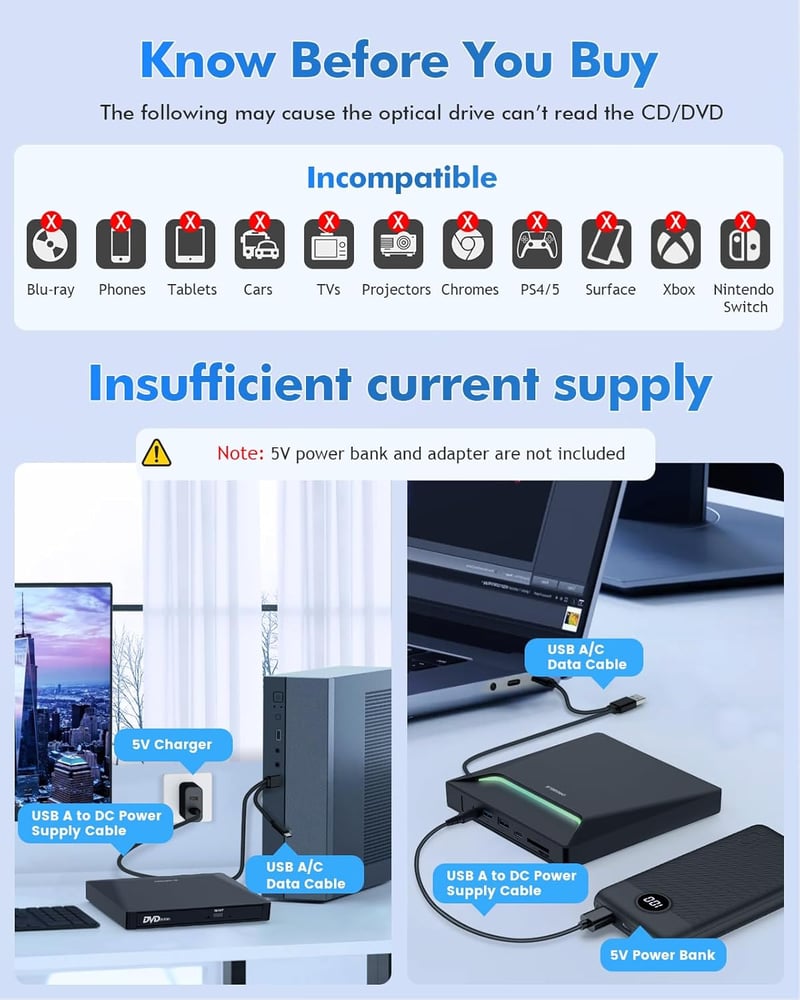 ORIGBELIE USB 3.0 Külső DVD Író/Olvasó RJ45 Ethernet Adapterrel, 3 USB és 2 TF/SD Kártyaolvasóval, Hordtáskával - Windows, Mac, Linux Kompat