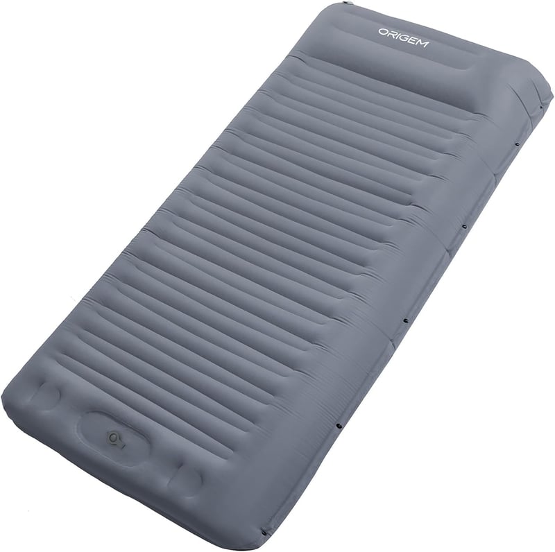 Origem 14 cm Önfelfújó Kemping Matrac, Ultrakönnyű Hordozható Szőnyeg Lábpumpával Túrázáshoz - Lightgrey
