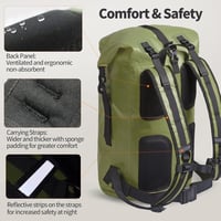 Origem Vízálló Hátizsák 35L Rolltop Zöld - Laptop Rekesz, Száraz-Nedves Rekesz, Kajakozás Túrázás Horgászat 4