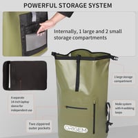 Origem Vízálló Hátizsák 35L Rolltop Zöld - Laptop Rekesz, Száraz-Nedves Rekesz, Kajakozás Túrázás Horgászat 3