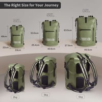 Origem Vízálló Hátizsák 35L Rolltop Zöld - Laptop Rekesz, Száraz-Nedves Rekesz, Kajakozás Túrázás Horgászat 5