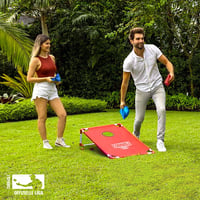 Original Cup Cornhole Játék Szett - Hivatalos Méretű Amerikai Ügyességi Játék - Hordozható PVC Keret, 8 Dobózsák, Táskával - Kerti, Strand,  - Cornhole Toss 4