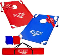 Original Cup Cornhole Játék Szett - Hivatalos Méretű Amerikai Ügyességi Játék - Hordozható PVC Keret, 8 Dobózsák, Táskával - Kerti, Strand,  - Cornhole Toss 1