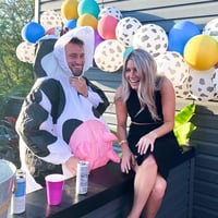 Nafukovací kostým kravy OriginalCup pre dospelých, veľkosť 160-190 cm, prémiový polyesterový materiál so systémom nafukovania, bláznivá karnevalová maska Crazy Cow 4