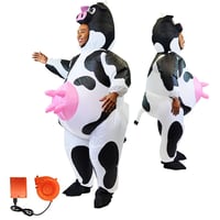 Nafukovací kostým kravy OriginalCup pre dospelých, veľkosť 160-190 cm, prémiový polyesterový materiál so systémom nafukovania, bláznivá karnevalová maska Crazy Cow 2
