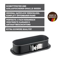 Obdĺžniková otváracia tortová forma KAISER La Forme Plus 30 x 11 cm, s nepriľnavým povrchom, so smaltovaným dnom, vhodná na krájanie 2