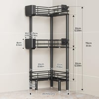 Orimade 3 részes fürdőszobai polc szett, rozsdamentes, sarok, fúrás nélkül 2
