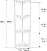 Orimade Rozsdamentes Zuhanyzó Polc Szett - 4 Részes Sarokpolc Rendszer 4 Akasztóval, Állványos, Műanyag-Fém, Fehér, 27,5x27,5x103 cm 2