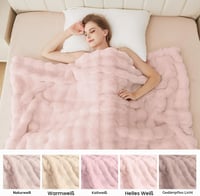 Pătură pufoasă tip bubble ORINOVA 150 x 200 cm, din blană artificială roz, pentru canapea și pat, pătură moale cu fir lung 7