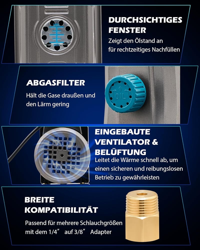 Orion Motor Tech 3.5 CFM Vákuumszivattyú Klímaberendezéshez R134a R12 R22 Nyomásmérővel