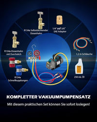 Orion Motor Tech 3.5 CFM Vákuumszivattyú Klímaberendezéshez R134a R12 R22 Nyomásmérővel 3
