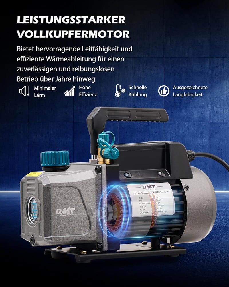 Orion Motor Tech 3.5 CFM Vákuumszivattyú Klímaberendezéshez R134a R12 R22 Nyomásmérővel