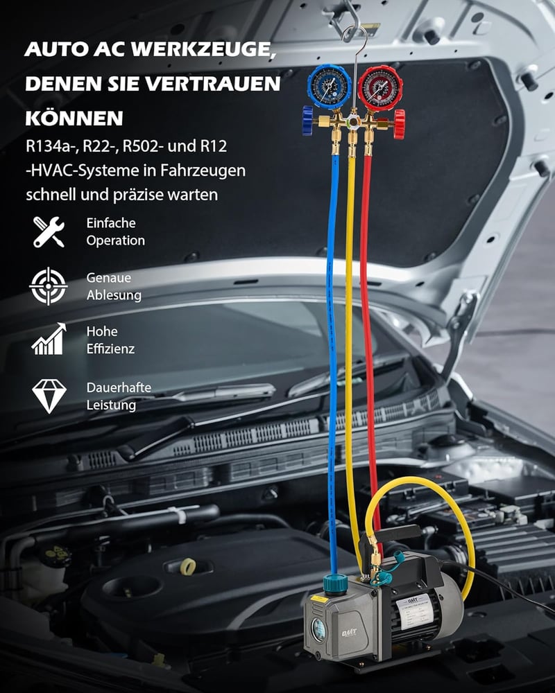 Orion Motor Tech 3.5 CFM Vákuumszivattyú Klímaberendezéshez R134a R12 R22 Nyomásmérővel