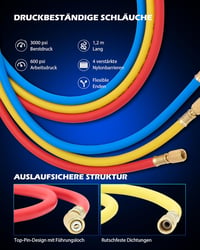 Orion Motor Tech 3.5 CFM Vákuumszivattyú Klímaberendezéshez R134a R12 R22 Nyomásmérővel 8