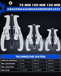 Orion Motor Tech 3 ágú csapágyhúzó készlet 75 100 150 mm külső belső, fém lehúzó járműkerekekhez, golyóscsapágyhoz 2