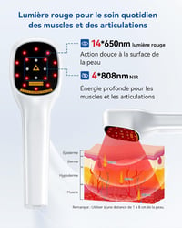 Dispozitiv portabil Orisary cu lumină roșie rece, 4000 mAh, 4 moduri, 6 temporizatoare, 4x808 nm și 14x650 nm, pentru îngrijirea mușchilor și articulațiilor, pentru oameni și animale de companie 2