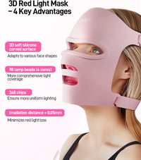 Mască facială cu lumină roșie LED Orisary, 4 lungimi de undă, silicon, 368 cipuri, fără fir, 2000 mAh, 3 moduri, temporizator, îngrijirea pielii feței, pentru acasă și călătorii 5