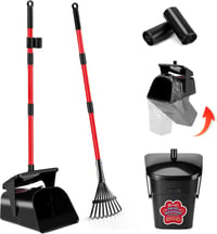 Ormalla Kutyaürülék Gyűjtő Forgó Tartállyal, 60 Zacskóval és Gereblyével - Red Swivel Bucket & Rake 1