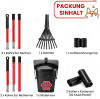 Ormalla Kutyaürülék Gyűjtő Forgó Tartállyal, 60 Zacskóval és Gereblyével - Red Swivel Bucket & Rake 7