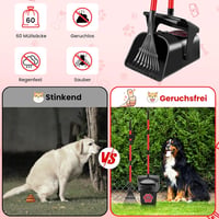 Ormalla Kutyaürülék Gyűjtő Forgó Tartállyal, 60 Zacskóval és Gereblyével - Red Swivel Bucket & Rake 2