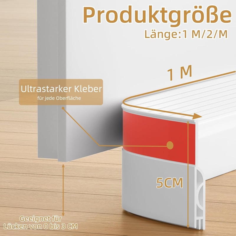 Ormein Ajtótömítés Önragasztós Szilikon 2m Fehér Huzatlanító