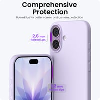 Silikónový kryt ORNARTO na iPhone 17, 6,3 palca, tenký ochranný kryt z tekutého silikónu, odolný proti poškriabaniu a nárazom, levanduľový 4