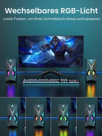 PC reproduktory OROW S201 10W s RGB LED podsvietením, herné reproduktory 2.0, 3,5 mm jack a USB, stolný mini reproduktor k notebooku a tabletu 2