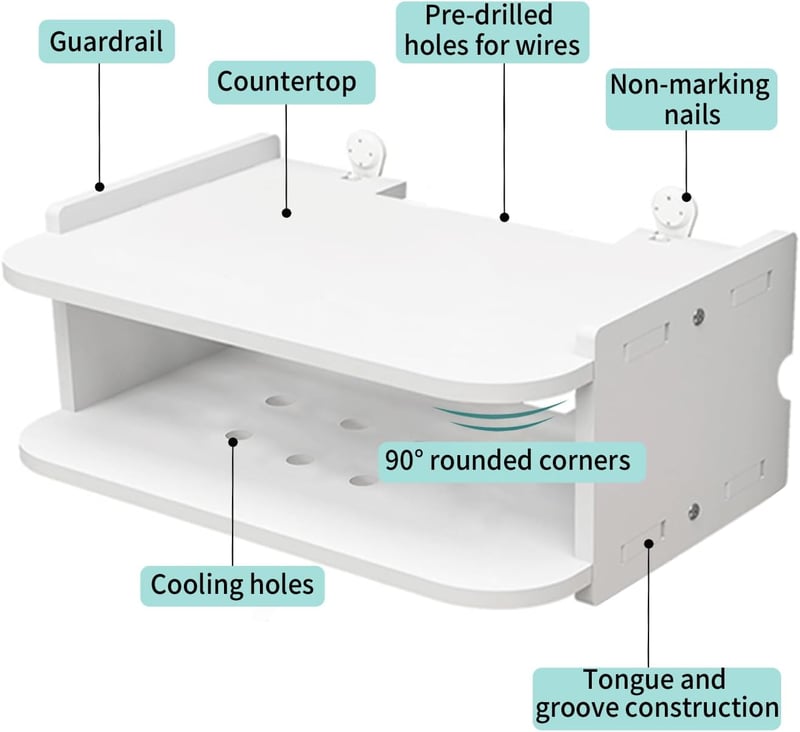 Orrdiffi WiFi Router Tárolódoboz Falra Szerelhető Fehér Szekrény