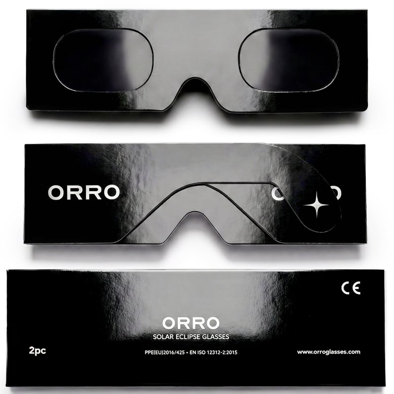 ORRO okuliare na zatmenie slnka 45 mm čierne 2/6/12 ks, nositeľné cez dioptrické okuliare, certifikované slnečné okuliare CE EN ISO 12312-2:2015