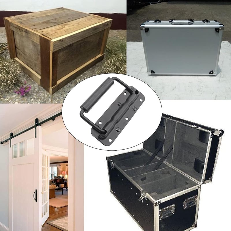 ORTAVA 2db Összecsukható Fogantyú Rugós Fekete Rozsdamentes Acél 100mm Szerszámosláda Bőrönd Ajtó