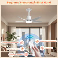 ORTHLAND 71 cm Csendes Mennyezeti Ventilátor Világítással, Dimmelhető LED Lámpa és Távirányítóval 4
