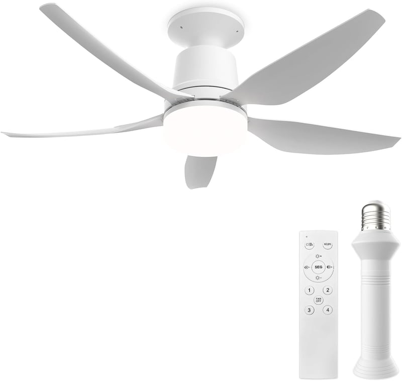 ORTHLAND 71 cm Csendes Mennyezeti Ventilátor Világítással, Dimmelhető LED Lámpa és Távirányítóval