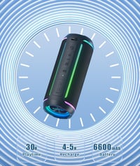 Bluetooth reproduktor Ortizan s LED osvetlením, 40W hlboké basy, Bluetooth 5.3, vodeodolnosť IPX7, 30 hodín prehrávania, 18x8x8 cm, čierny, na párty a vonkajšie použitie 6