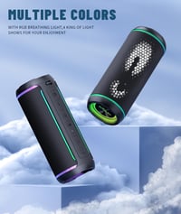 Bluetooth reproduktor Ortizan s LED osvetlením, 40W hlboké basy, Bluetooth 5.3, vodeodolnosť IPX7, 30 hodín prehrávania, 18x8x8 cm, čierny, na párty a vonkajšie použitie 2