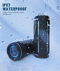Bluetooth reproduktor Ortizan s LED osvetlením, 40W hlboké basy, Bluetooth 5.3, vodeodolnosť IPX7, 30 hodín prehrávania, 18x8x8 cm, čierny, na párty a vonkajšie použitie 4